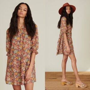 VERONICA BEARD Floral Cotton Long Sleeve Tiered‎ Soft Girl Cottagecore Dress XS